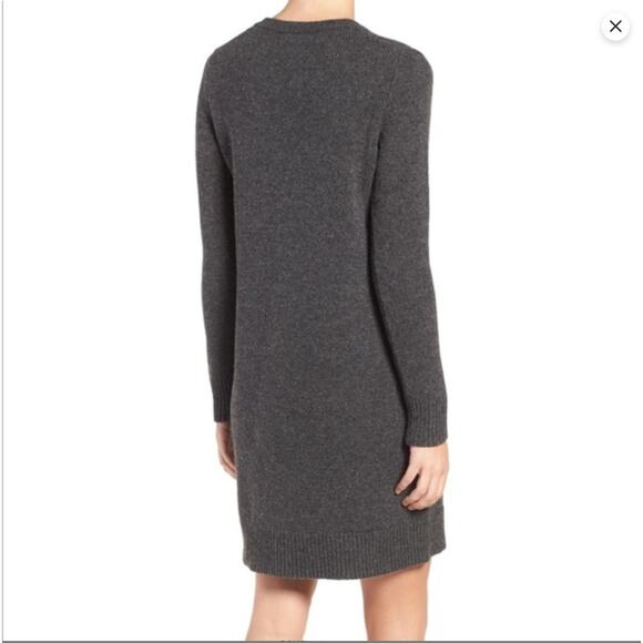 MADEWELL Lace Up Marino Wool Sweater Dress Womans Large Gray Cozy Chic - Picture 2 of 11